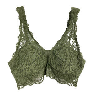 Aerie Bralette Womens Sz M‎ Olive Green Floral Lace Stretch Adjustable Lined